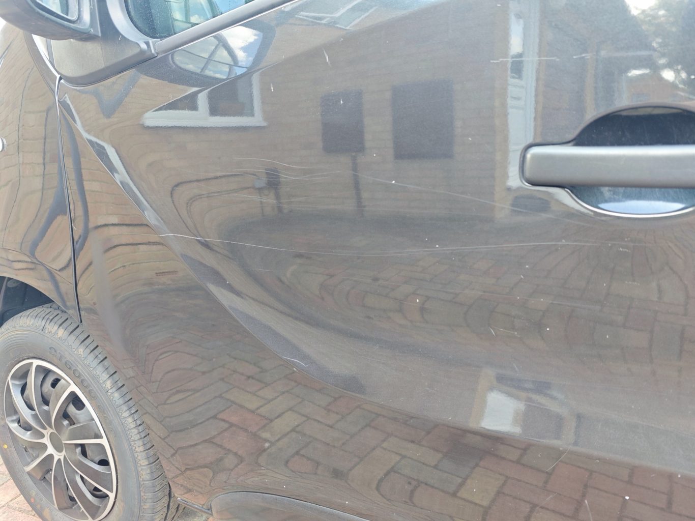 Before Before van door bodywork scratch repair - Bodywork Repair service @ Sprayworkz in Reading Berkshire